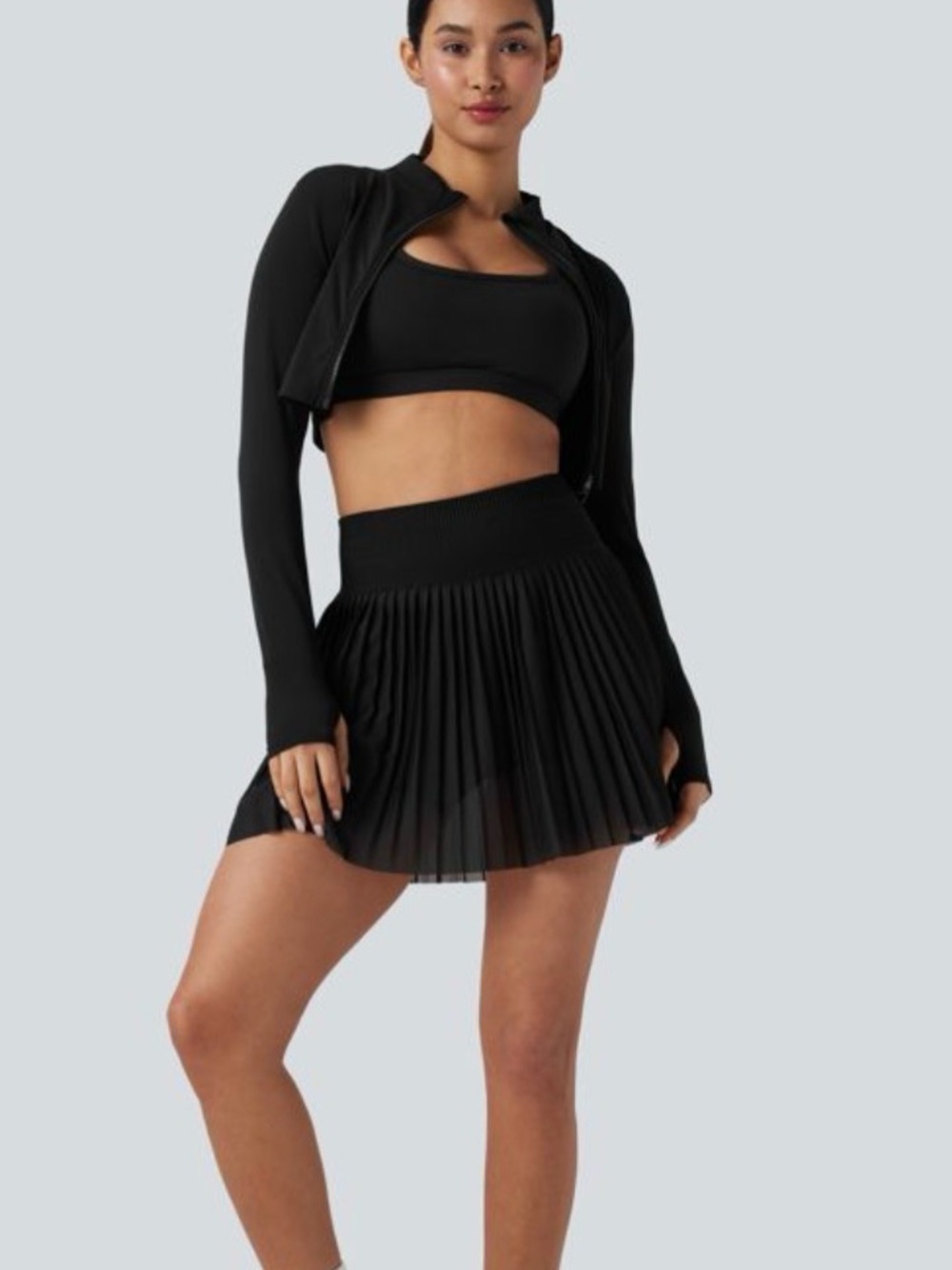 Halara Black Pleated Mini Skort